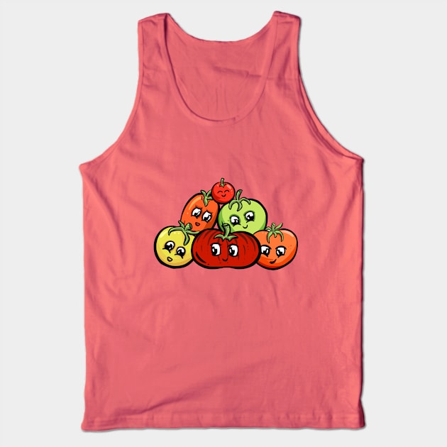 Cheeky Cartoon Tomato Varieties Characters Garden Tips Toons Tank Top by Garden Tips Toons